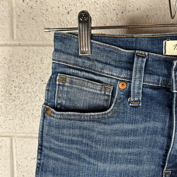 Madewell SIZE 25 9” High Rise Skinny Blue Jeans Distressed Raw Released Hem - Picture 7 of 11
